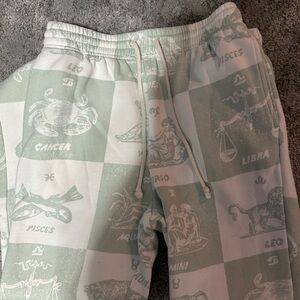 Urban Outfitters Zodiac Print Joggers - Green and White